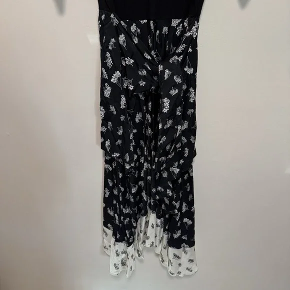 Maje NWT Raprina Mixed Material Midi Dress in Black Floral Size 38 (Medium) - Picture 4 of 11